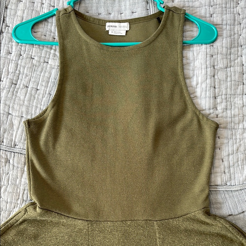 Prana Army Green Asymmetrical Hem-line Dress